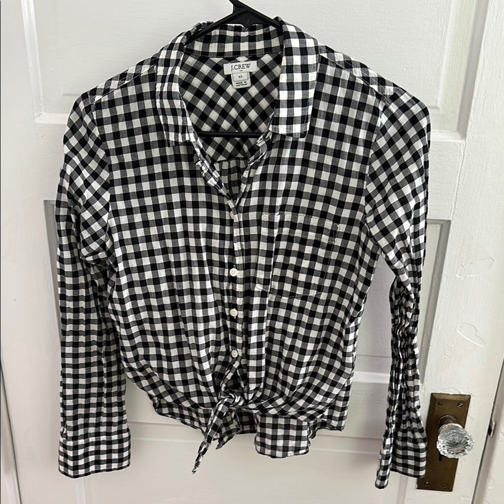 J. Crew Black and White Checkered Button Down Shirt